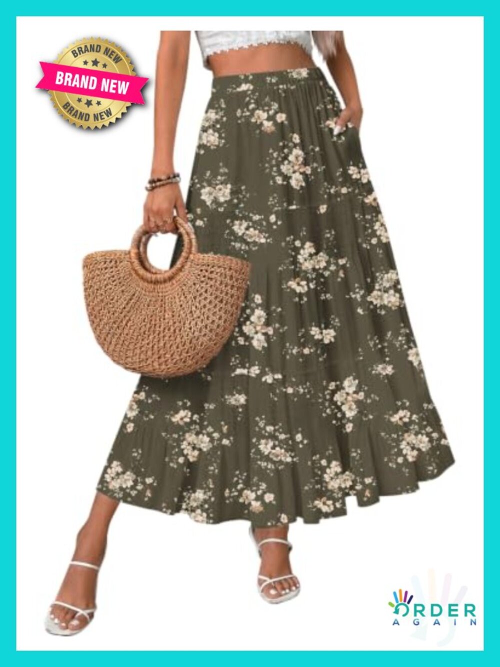 Chiffon High Waist A-Line Maxi Skirt with Pockets